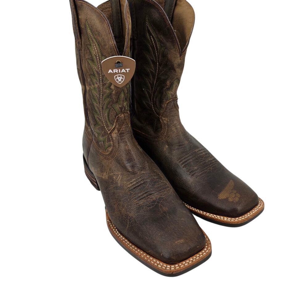 NWOT Ariat Pecan Brown Leather Ridin High Square Toe Western Boots Size 12